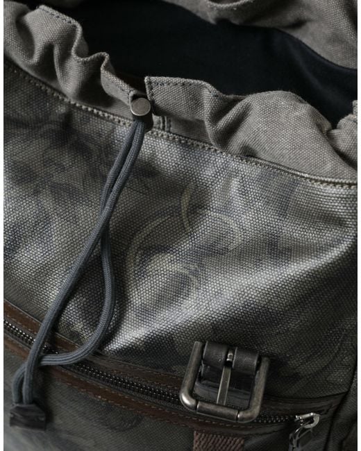 Dolce & Gabbana Black Elegant Canvas & Leather Backpack for men