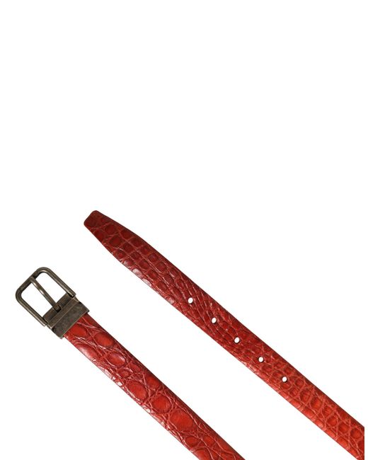 Dolce & Gabbana Red Leather Gold Tone Metal Buckle Men Belt for men
