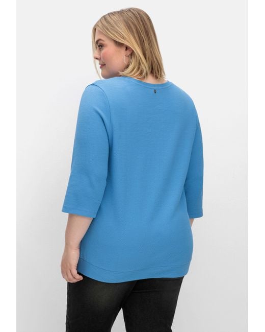 Sheego Sweatshirt aus Waffelpiqué in Blau | Lyst DE