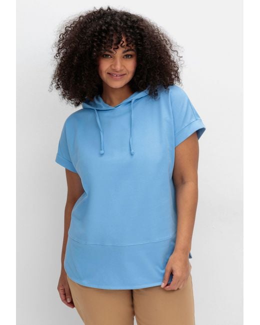 Sheego Blue Kapuzensweatshirt mit kurzen Ärmeln