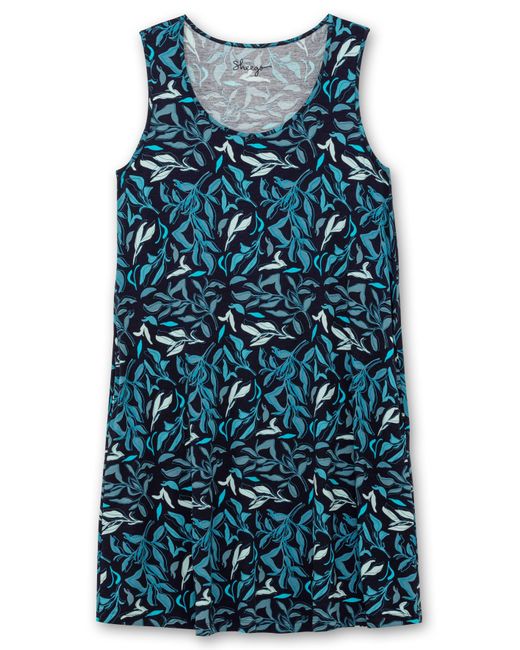 Sheego Blue Jerseykleid mit Blätterprint und Taschen