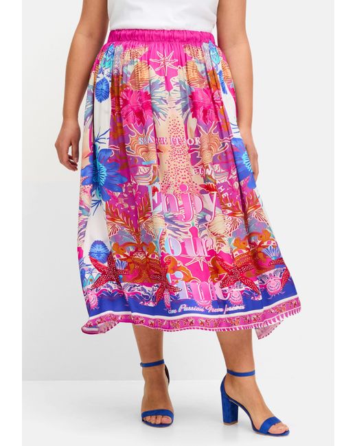 sheego loves miss goodlife Red Midirock im Multicolor-Mustermix