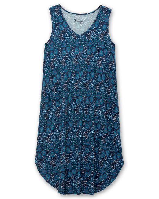 Sheego Blue Ärmelloses Midi-Jerseykleid mit Ornamentprint