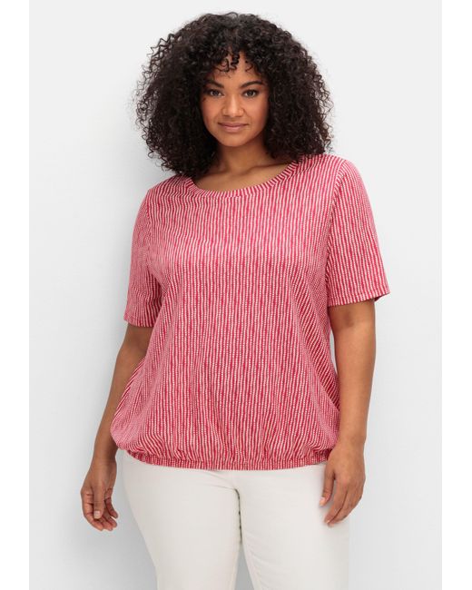Sheego Pink Shirt mit Minimal-Alloverdruck und Gummizugbund