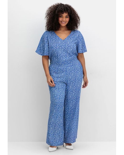 Sheego Blue Jumpsuit mit Blümchenprint