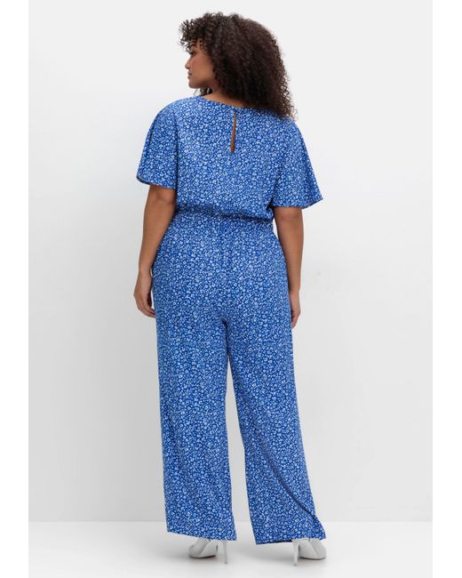 Sheego Blue Jumpsuit mit Blümchenprint