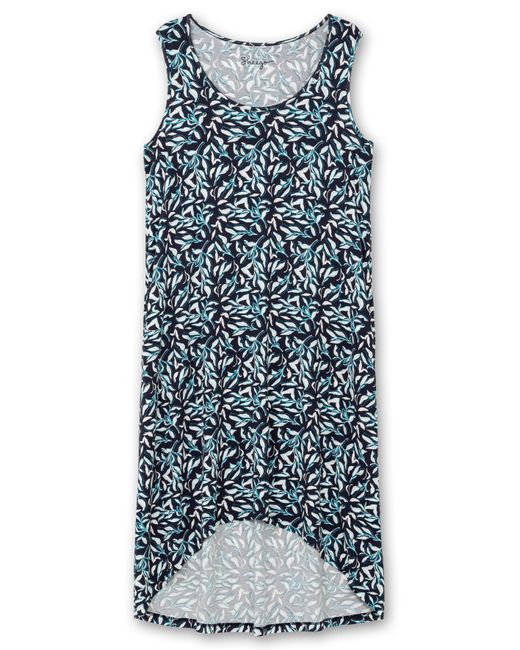 Sheego Blue Jerseykleid mit Blätterdruck und Taschen