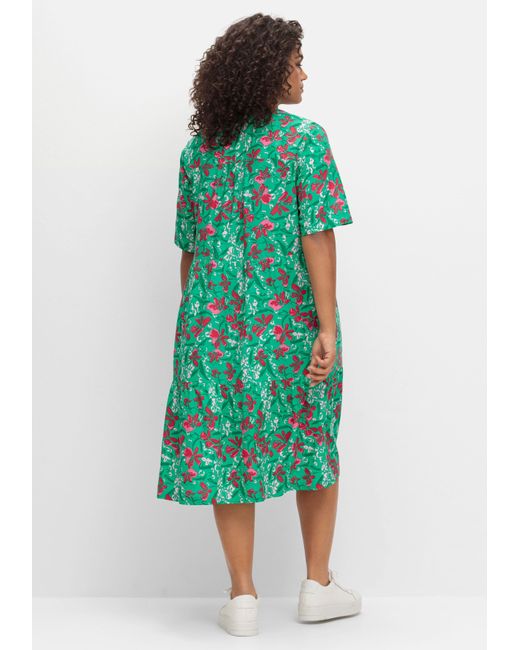 Sheego Green Kleid mit floralem Alloverprint und Seitentaschen