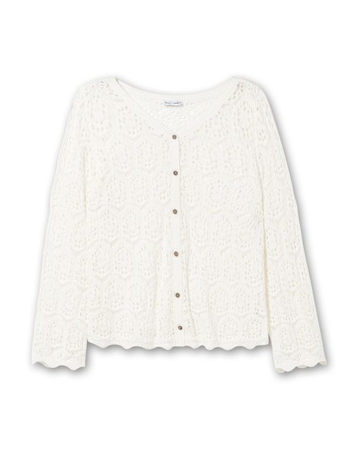 Sheego White Strickjacke aus transparenter Häkelspitze