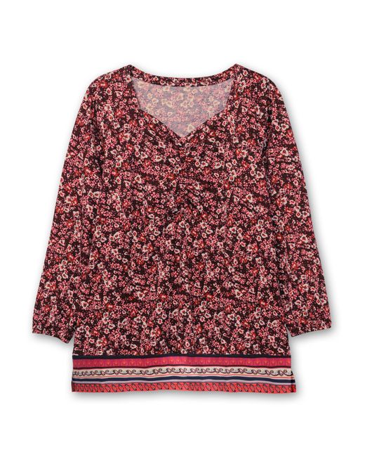 Sheego Red Langarmshirt mit Alloverprint und Herz-Ausschnitt