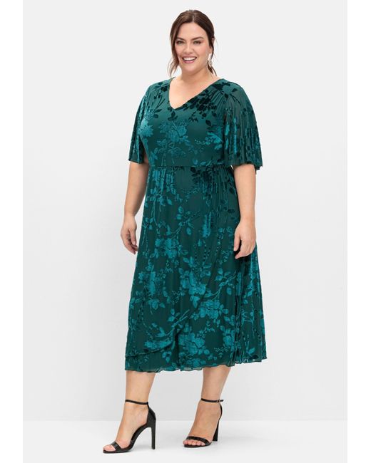 Sheego Green Cocktailkleid aus Mesh