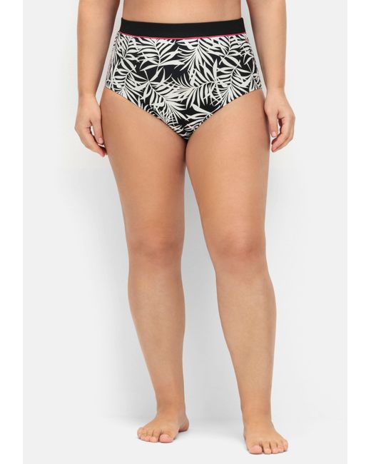 Sheego Blue Hohe Bikinihose mit Blätterprint und Shaping-Effekt