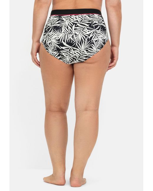 Sheego Blue Hohe Bikinihose mit Blätterprint und Shaping-Effekt