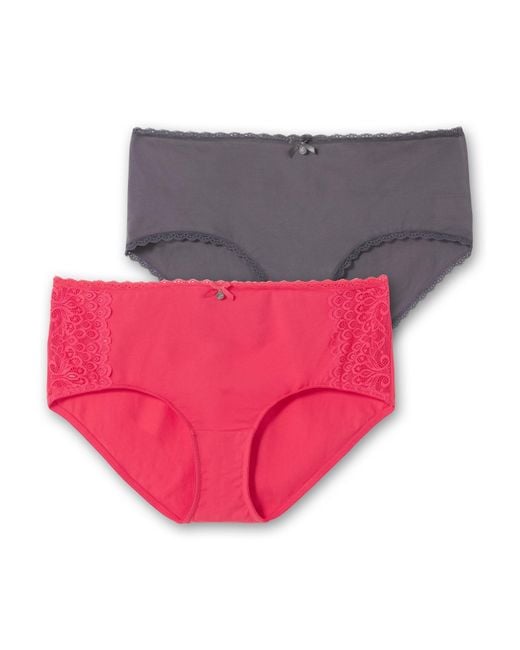 Sheego Doppelpack Pantys mit hoher Taille und Spitzendetails in Pink | Lyst  DE
