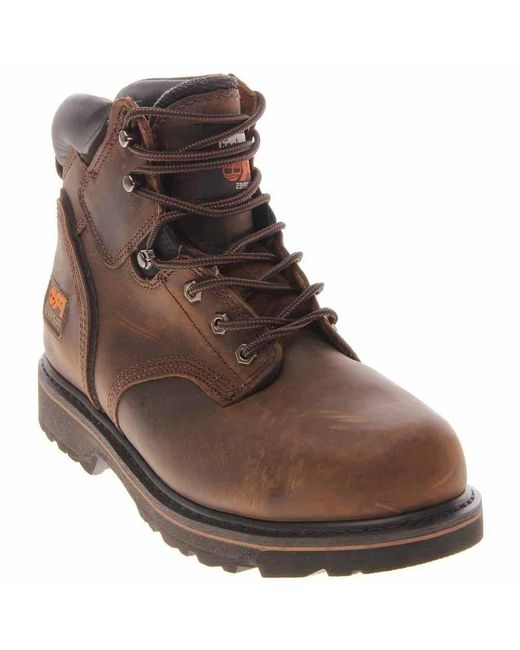 Timberland Leather Pit Boss 6 Inch Steel Toe Work Boots in Brown for