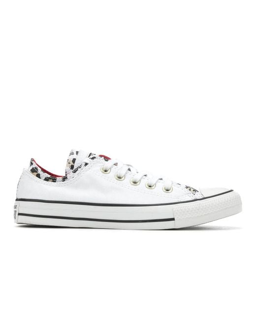 converse white & black double upper leopard trainers
