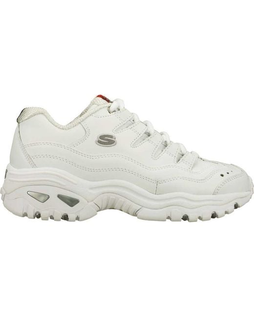 skechers white leather trainers