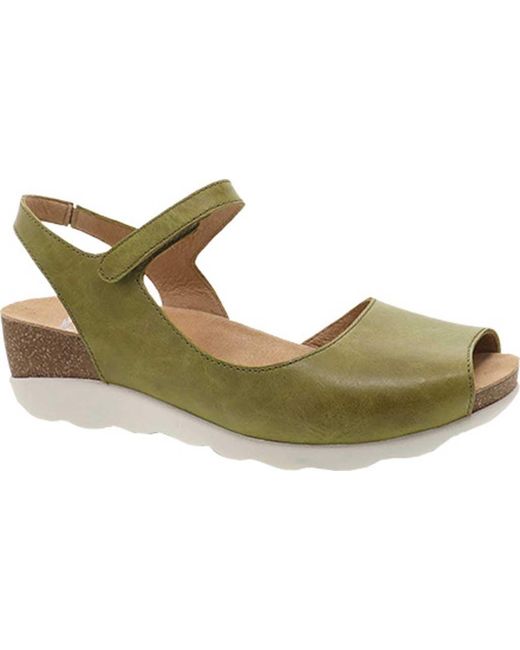 Dansko Marcy Wedge Ankle Strap Sandal in Green - Lyst