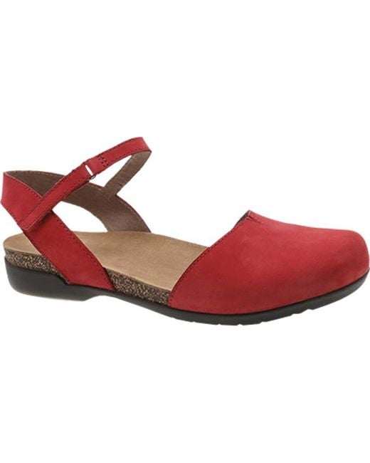 Dansko Leather Rowan Closed Toe Sandal in Red Lyst