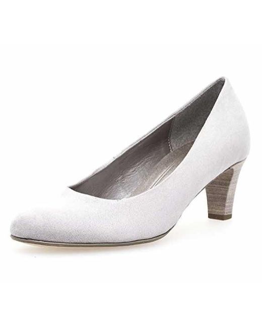 Gabor Leather Court Shoes Grey 