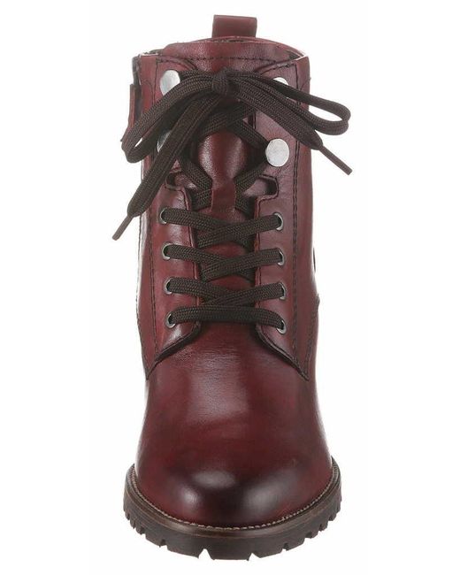 Tamaris Leather Lace-up Boots in Red - Lyst
