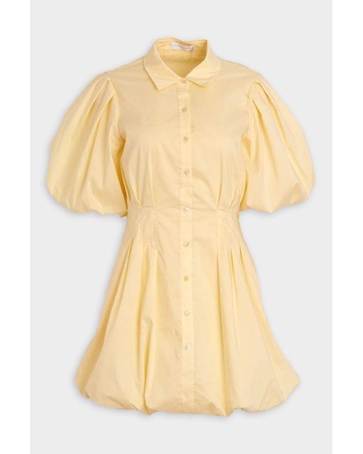 Jonathan Simkhai Cotton Cleo Balloon Pintuck Mini Dress In Buttercream in Yellow - Lyst