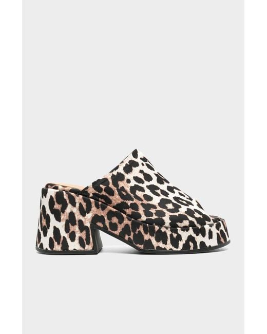 Ganni Retro Platform Wedge Mule In Leopard Lyst
