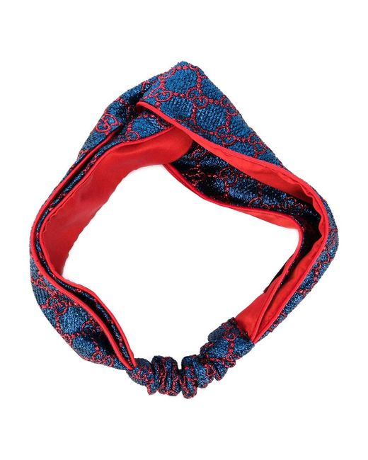 Gucci Silk Blue/red Gg Supreme Print 