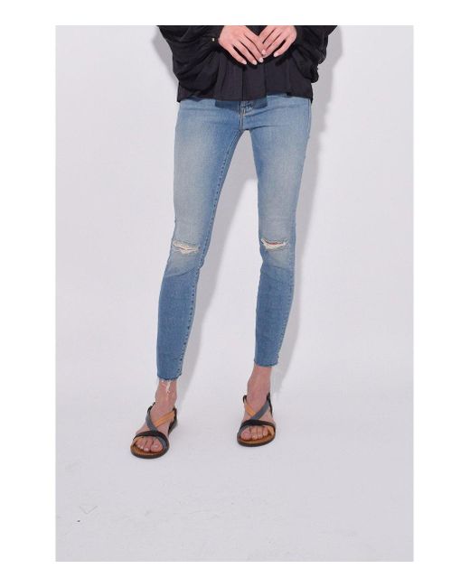 mother high waisted looker ankle fray