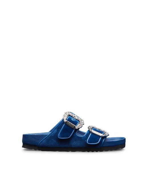 Birkenstock Leather X Manolo Blahnik Arizona Crystal Sandal in Blue - Lyst