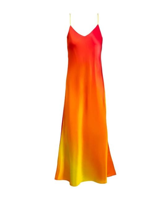 DANNIJO Silk Tequila Sunrise Mossy Maxi Slip Dress in Orange Lyst