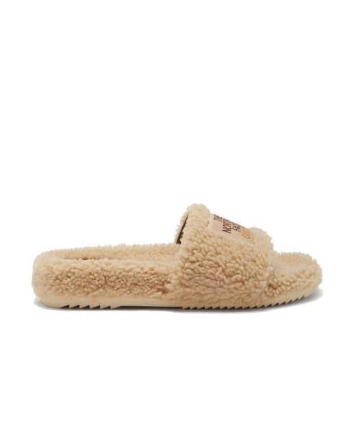 Gucci X The North Face Shearling Slides in Natural | Lyst