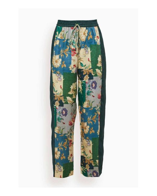 ALÃMAIS Linen Loretta Pant In Sage Floral in Green | Lyst