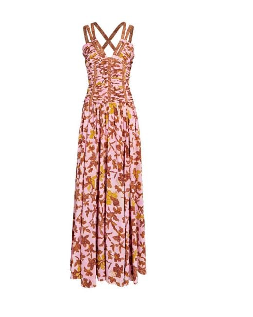 Ulla Johnson Anya Floral Silk Gown in Pink | Lyst