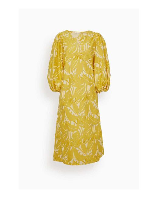 ANN MASHBURN Cotton Analia Wrap Dress In Mango Floral in Yellow | Lyst