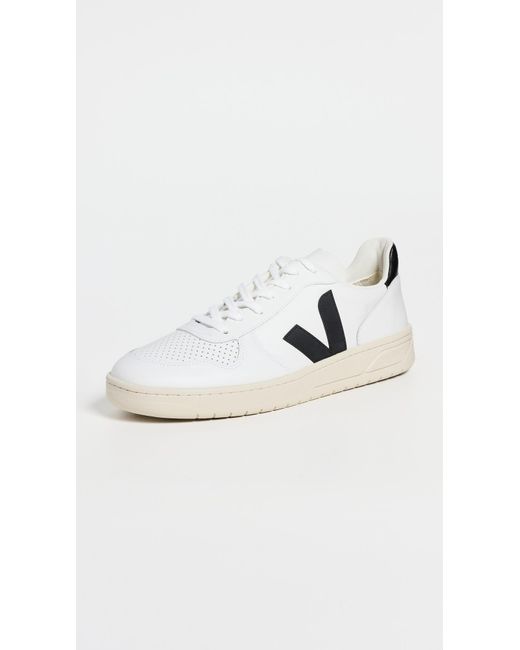 Veja White V-10 Leather Sneakers for men