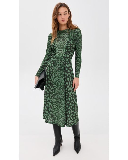 Sea Green Claude Long Sleeve Midi Dress