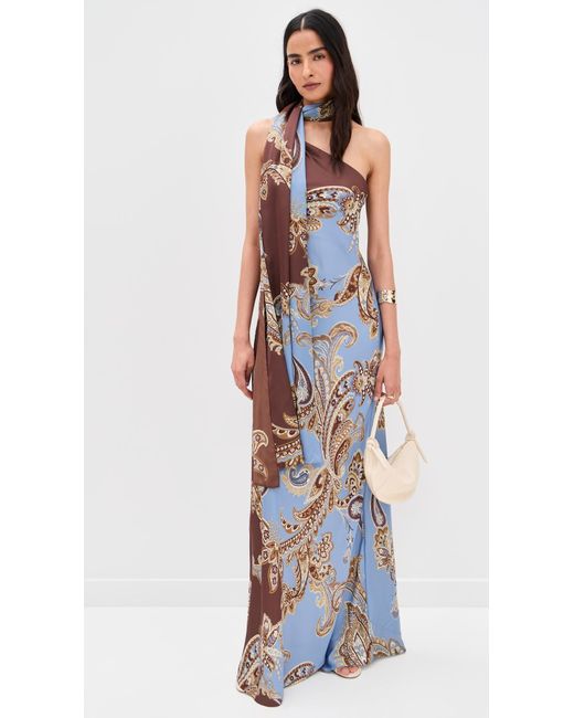 Hemant & Nandita Blue One Shoulder Long Dress