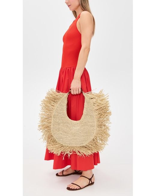 Staud Natural Large Raffia Moon Tote Bag