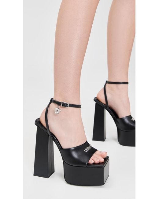 Versace Black Calf Leather Sandals