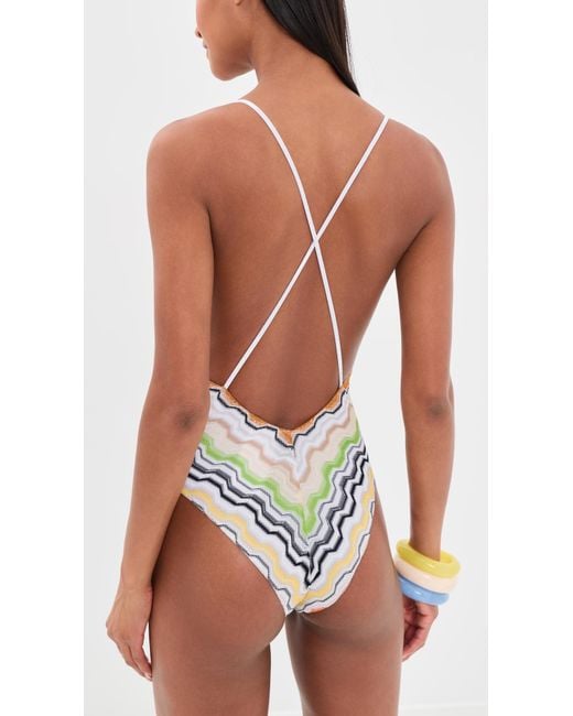 Missoni White Chevron Pattern One Piece