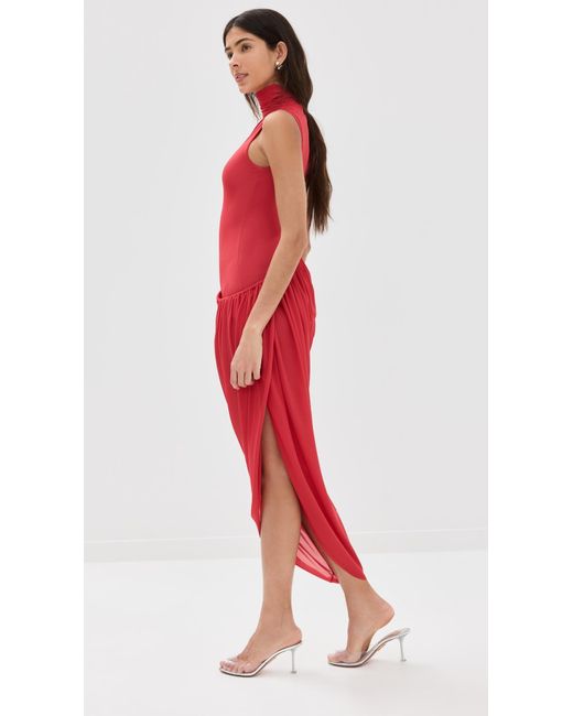 Christopher Esber Red Ruched Coil Tank Dress