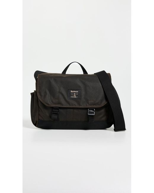 Barbour Black Field Wax Messenger Bag for men