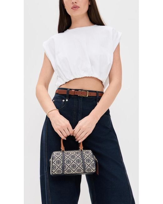 Tory Burch Black T Monogram Mini Barrel Bag
