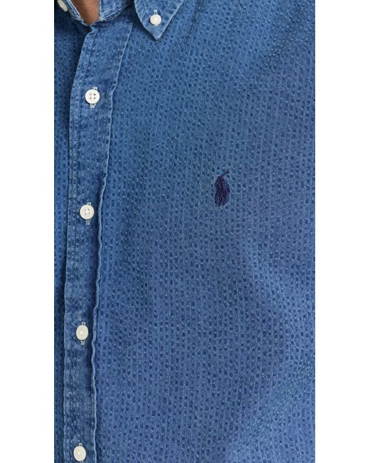 Polo Ralph Lauren Blue Classic Fit Seersucker Shirt for men