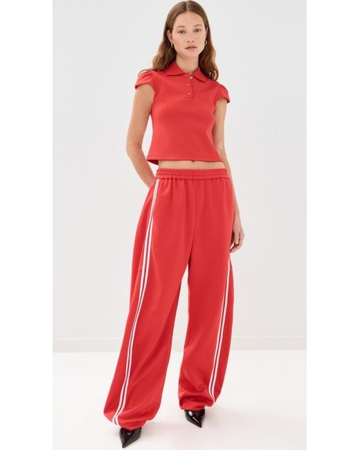 Tibi Red Active Knit Winslow Pants