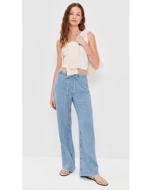 Faherty Brand Blue Dune Cotton Gauze Drawstring Pants