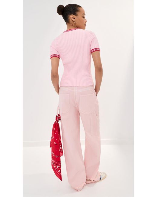 Le Bos Pink Ringer Tee