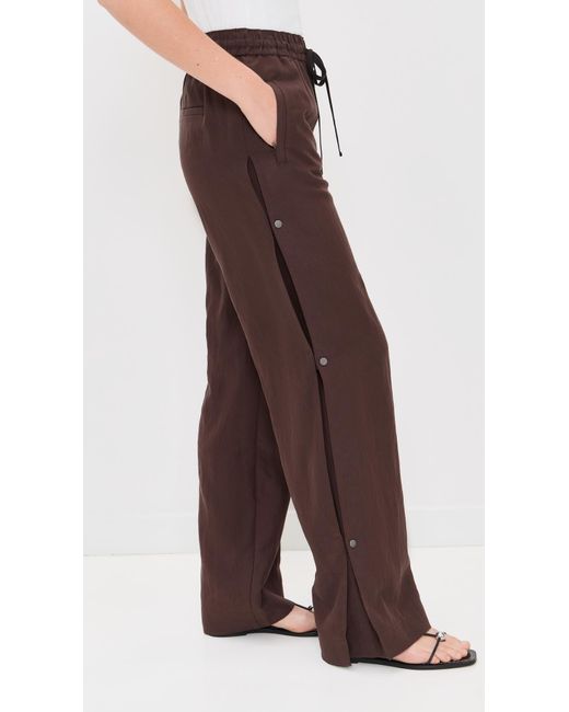 Vince Brown Mid Rise Side Snap Pull On Pants