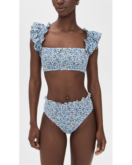 Sea Blue Whitney Flutter Sleeve Bikini Top